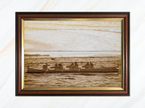 Wooden pyrograph of Tregarthens