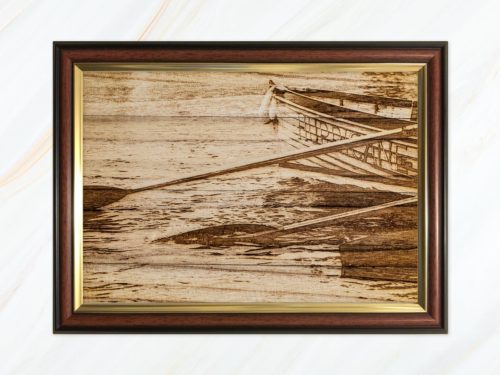 Wooden pyrograph of Hurricane