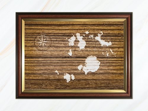 Wooden pyrograph of Isles of Scilly dark