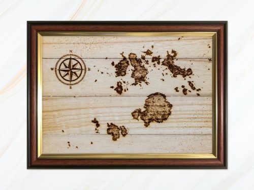 Wooden pyrograph of Isles of Scilly